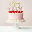 Gold Metal Cake Topper DOUBLE HEART