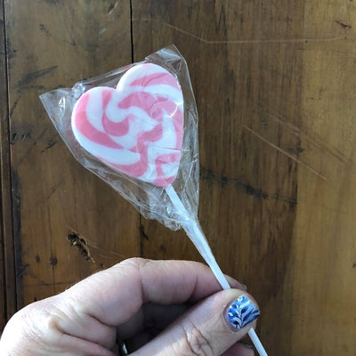 Heart Baby Pink and White Swirly lollipop (great for drip cakes)