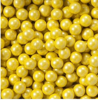 10mm Pearl Golden Yellow sixlets (cachous or sugar pearls) 100g