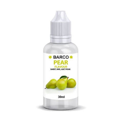 Barco flavouring 30ml Pear.  Add to cake and brownie batters, buttercream or fondant icing etc to flavour.