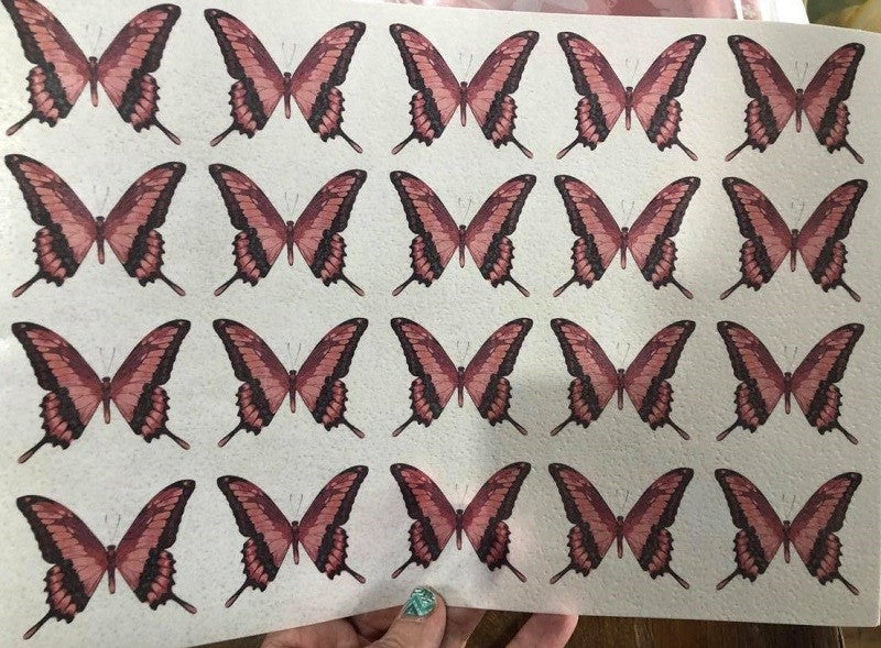 Wafer paper sheet Pink Swallowtail Butterfly Butterflies