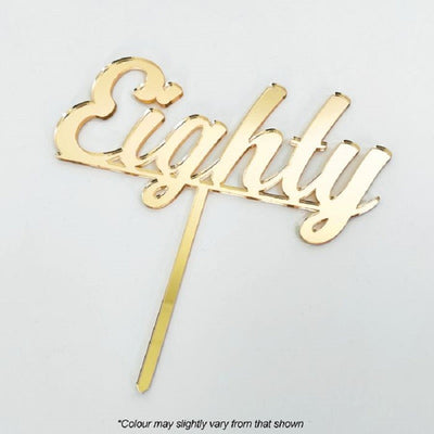 Number Eighty 80 Gold mirror Acrylic cake topper pick