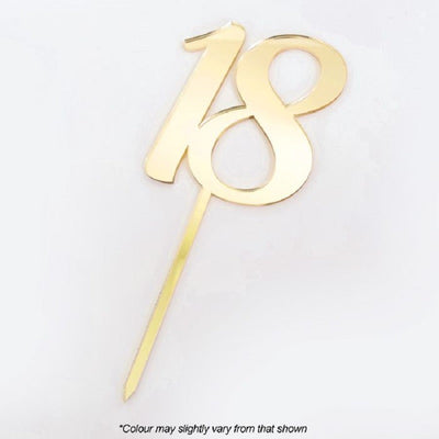 Numeral number acrylic cake topper 18 Gold