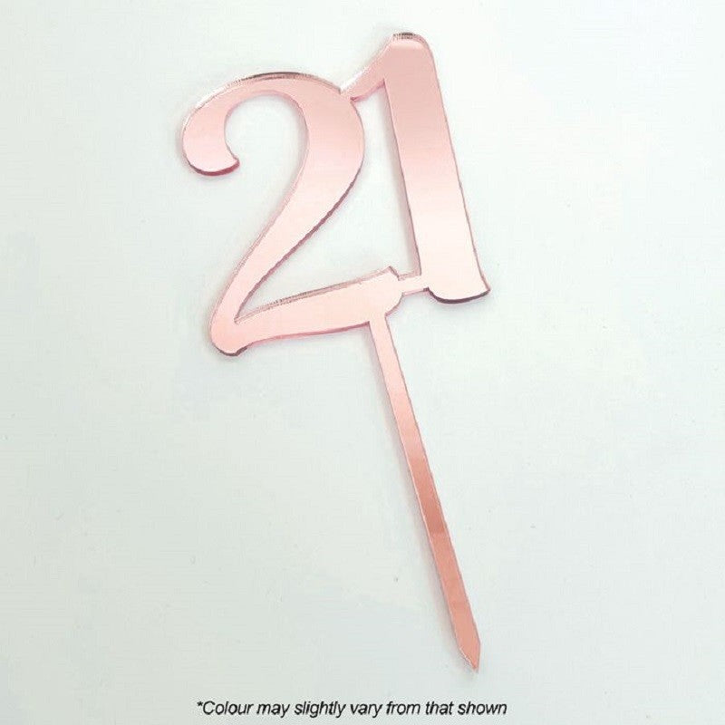 Numeral number acrylic cake topper 21 Rose Pink