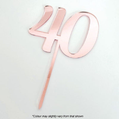 Numeral number acrylic cake topper 40 Rose Pink