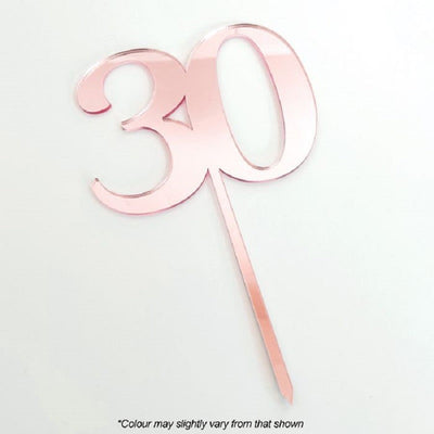 Numeral number acrylic cake topper 30 Rose pink