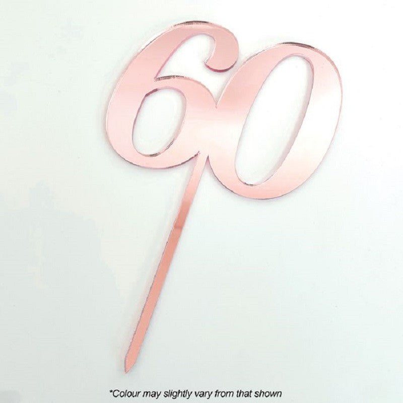 Numeral number acrylic cake topper 60 Rose Pink