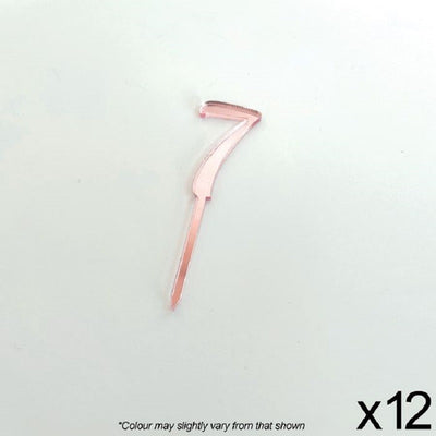 Cupcake acrylic toppers pack of 12 number 7 Rose Pink