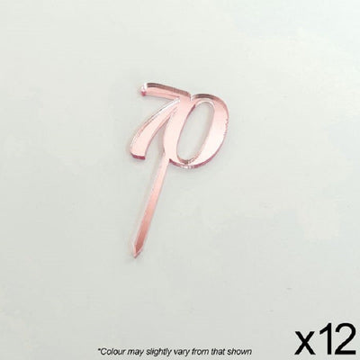 Cupcake acrylic toppers pack of 12 number 70 Rose Pink