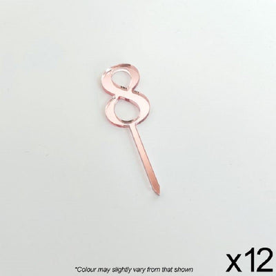 Cupcake acrylic toppers pack of 12 number 8 Rose Pink