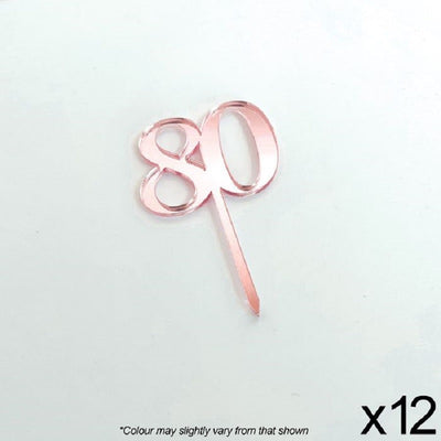 Cupcake acrylic toppers pack of 12 number 80 Rose Pink