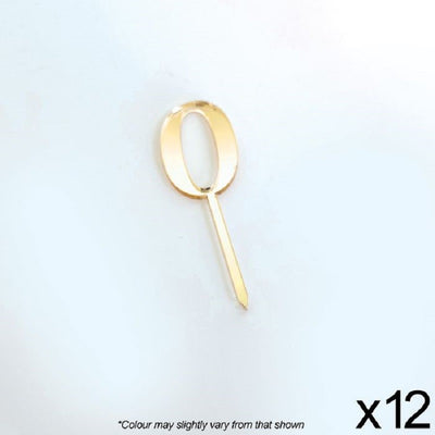 Cupcake acrylic toppers pack of 12 number 0 Gold