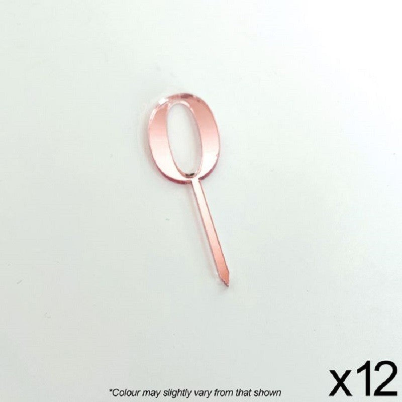 Cupcake acrylic toppers pack of 12 number 0 Rose Pink