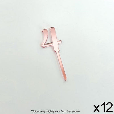 Cupcake acrylic toppers pack of 12 number 4 Rose Pink
