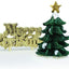 Christmas tree Green Resin Cake Topper and Gold Merry Christmas Motto