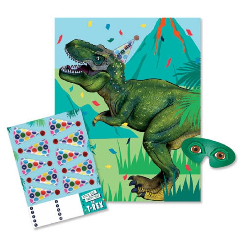 Dinosaur fun party Pin the hat on the TRex