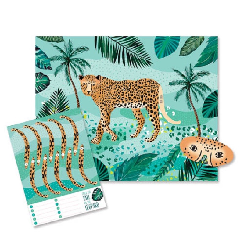 Wild jungle party game pin the tail on the leopard