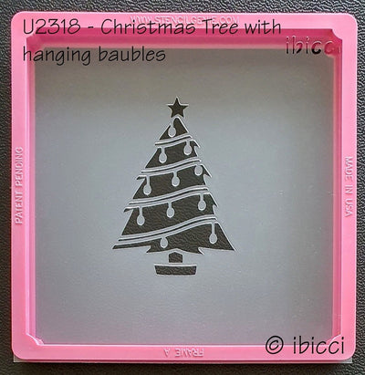 Christmas tree with hanging baubles stencil by ibicci