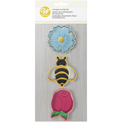 Flowers and bumblebee 3 piece cookie cutter set