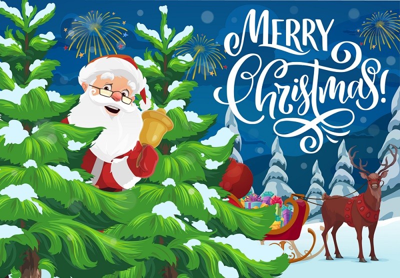 A4 Edible icing image Merry Christmas Santa and reindeer
