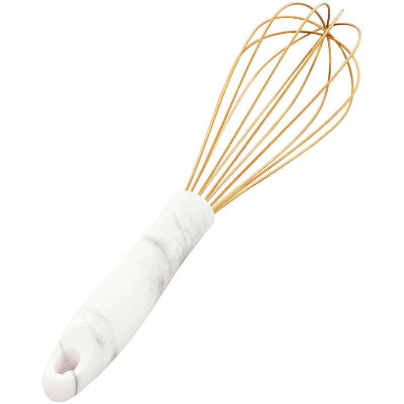 Gold Balloon Whisk with Marble Handle