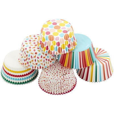Polka Dots and stripes Standard cupcake papers 150 BRIGHTS