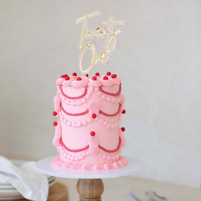 GOLD and OPAQUE LAYERED acrylic CAKE TOPPER Twenty one