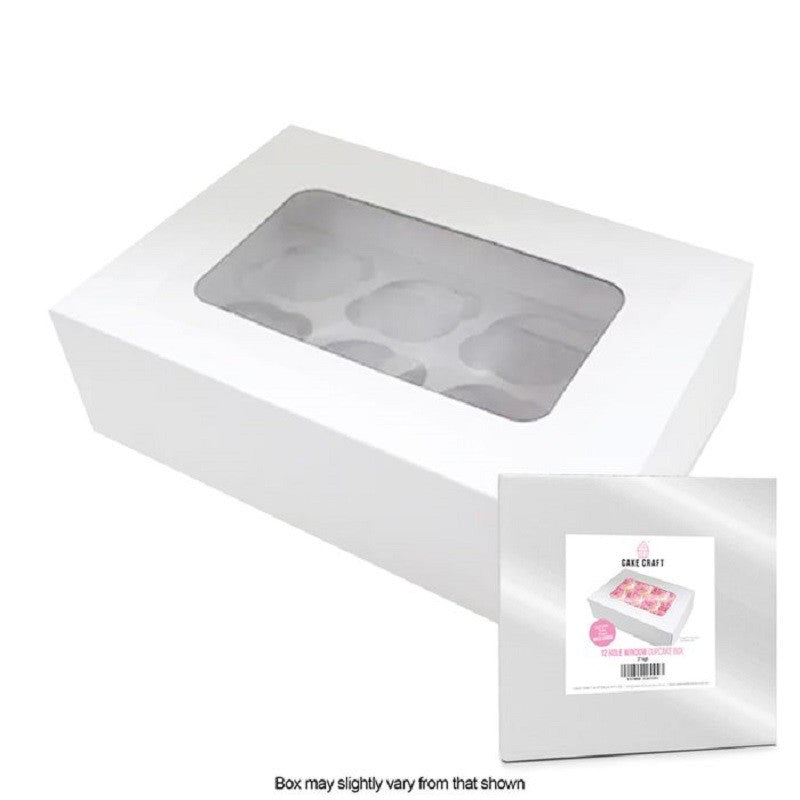 Cupcake box WHITE (holds 12) by Cake Craft 3 inches deep