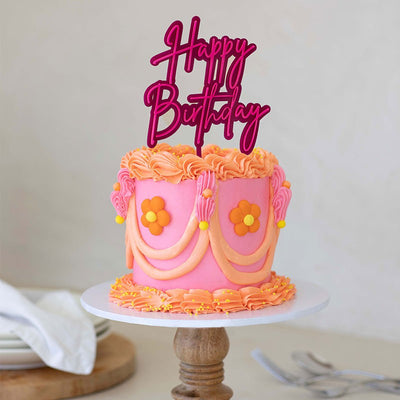 Hot Pink and pink LAYERED acrylic CAKE TOPPER HAPPY BIRTHDAY