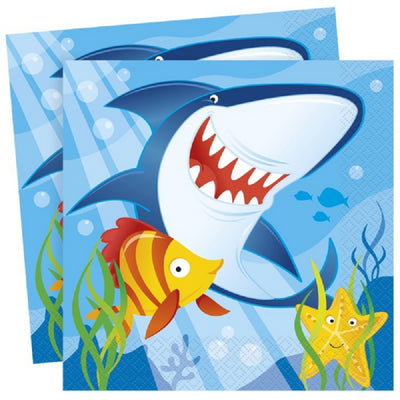 Fin Friends Under the sea party napkins serviettes Shark and fish