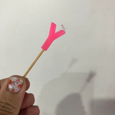 Alphabet or numeral candle on wooden pick Letter Y Pink