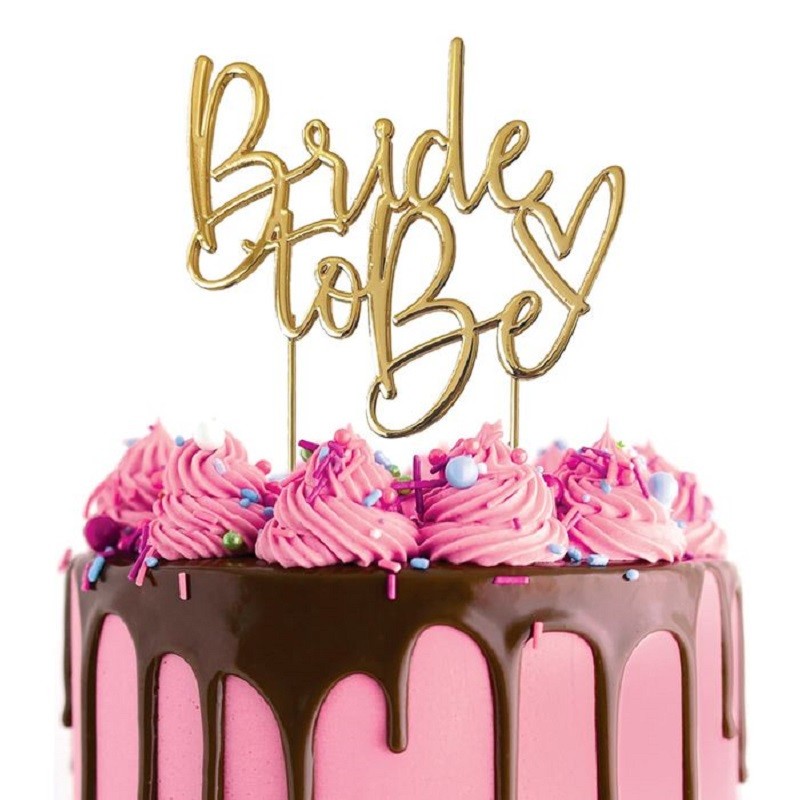 Bride to Be Gold metal cake topper