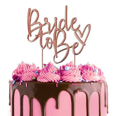 Bride to Be Rose Gold metal cake topper