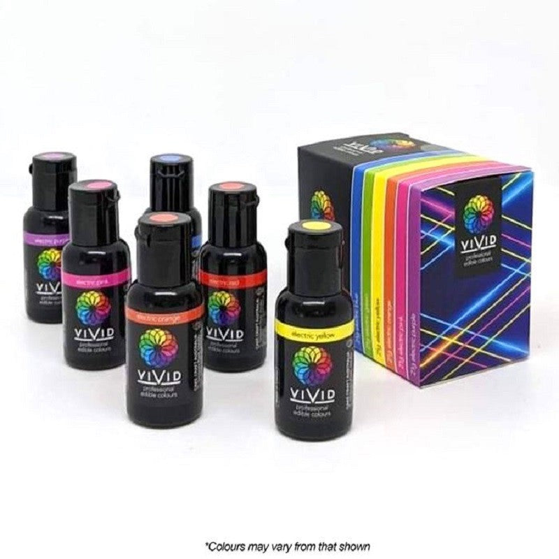 Vivid 6 pack gel paste food colouring 21g bottles ELECTRIC