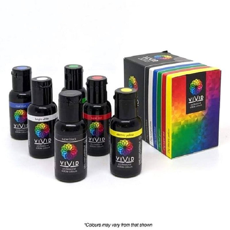 Vivid 6 pack gel paste food colouring 21g bottles Primary