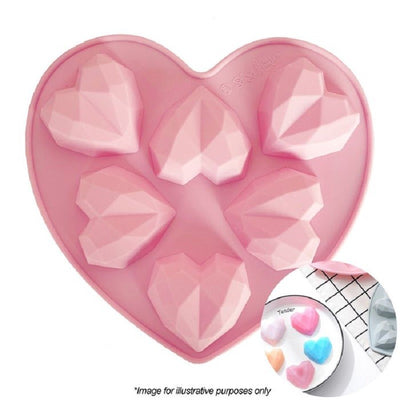 3d Mini Geo heart shape silicone mould cake pan 6 cavity