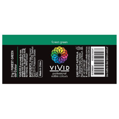 Vivid Gel paste food colouring Forest Green Information label