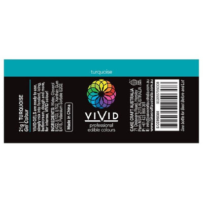 Vivid Gel paste food colouring Turquoise information label