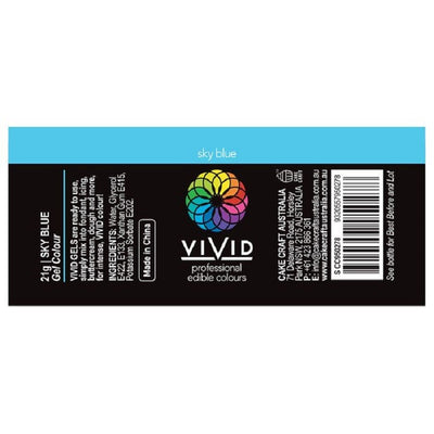 Vivid Gel paste food colouring Sky Blue Information label