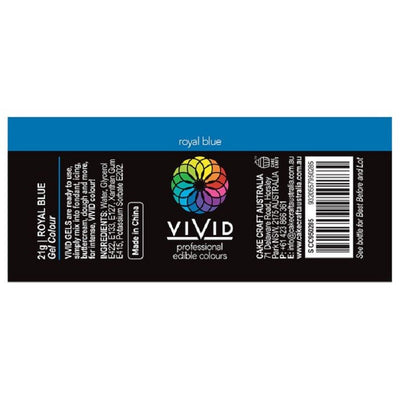 Vivid Gel paste food colouring Royal Blue Information label