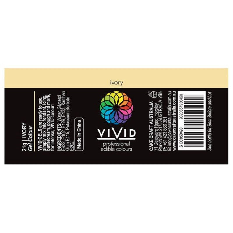 Vivid Gel paste food colouring Ivory Information label