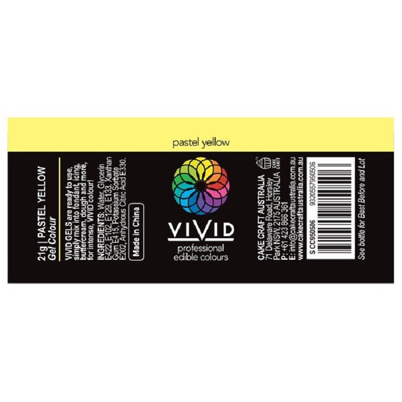 Vivid Gel paste food colouring Pastel Yellow Information label