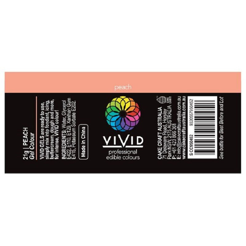 Vivid Gel paste food colouring Peach Information label