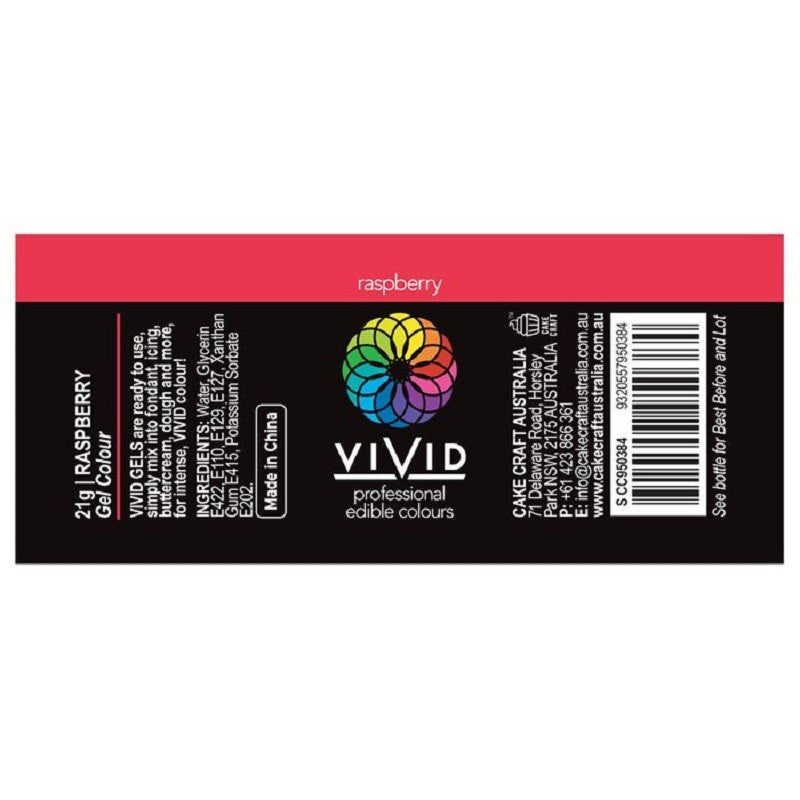 Vivid Gel paste food colouring Raspberry Red - Kiwicakes