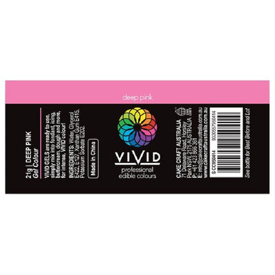 Vivid Gel paste food colouring Deep Pink information label