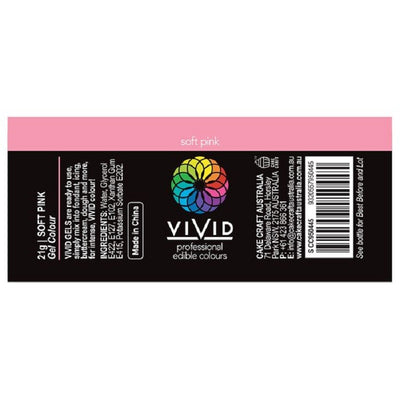 Vivid Gel paste food colouring Soft Pink Information label