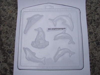 Dolphins and penguin chocolate mould