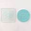 Mummy to be teal fondant  icing plaque. Alongside the acrylic embosser embossing tool used tomake it