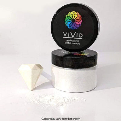 Vivid Shimmer Platinum White Large 50g pot Edible Metallic lustre dust