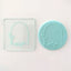 Arch frame debosser tool with teal fondant icing example of use